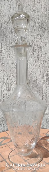 Beautiful corked bottle, special art nouveau glass, polished decanter, wine bottle,