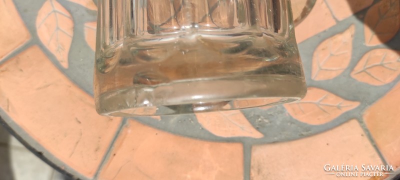 Antik üveg korsó ón fedeles kancsó kanna,,kupa,krigli Csiszolt mintàs 