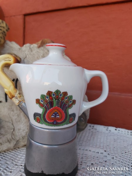 Hollóházi Seherezádé kotyogós porcelán kávéfőző nosztalgia darab paraszti dekoráció