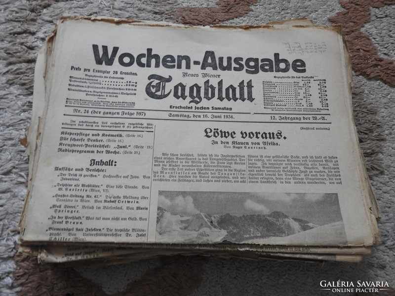 Wochen-ausgabe Zeitung neues wiener 1933 - 1934