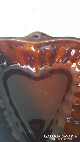 Heart-shaped, glazed baking dish