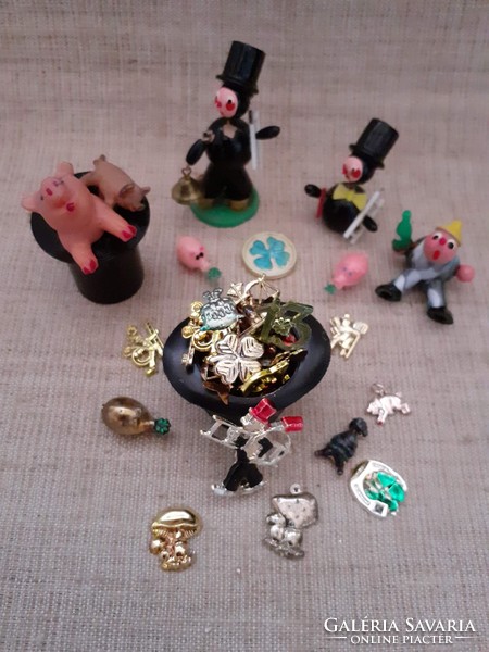 Collection of retro New Year lucky figures and medallions in one /2/