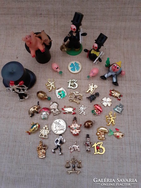 Collection of retro New Year lucky figures and medallions in one /2/