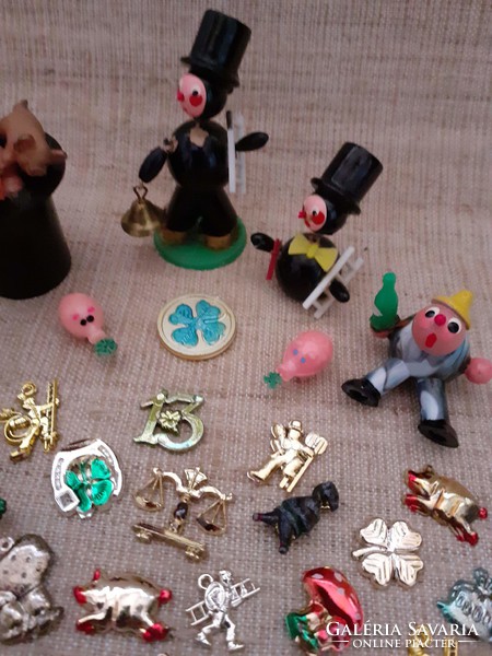 Collection of retro New Year lucky figures and medallions in one /2/