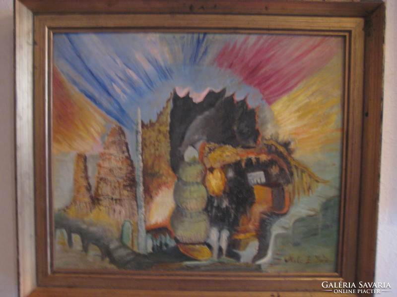 Mile-Bácsi Irén  :XX. század című festménye  48 x 40 cm  + keret