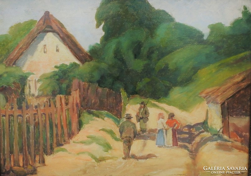 Falusi jelenet, Szigeti Jenő festménye