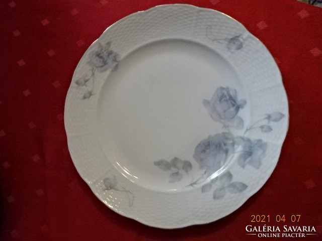 Meissen porcelain antique flat plate with light blue rose pattern, diameter 24 cm. He has!