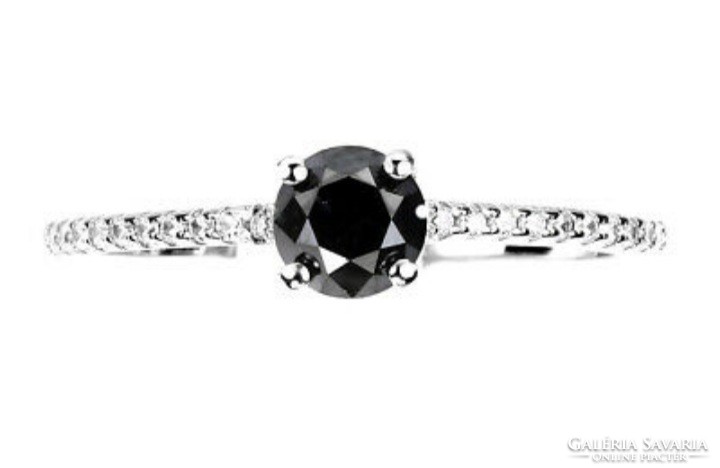  Valódi modern fekete gyémánt köves ezüstgyűrű   7es es 9 es meret ¹