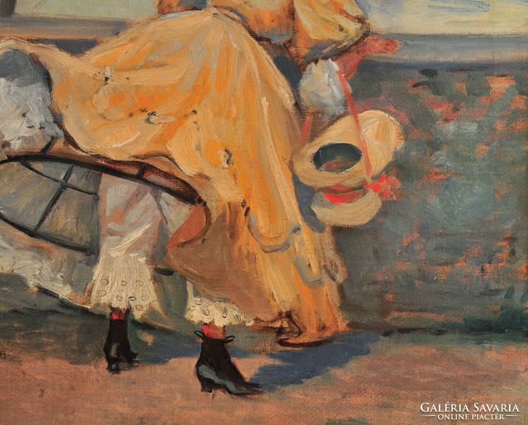 Faragó Gézanak tulajdonitva (1877-1928): Fiatal hölgy fellibbenő szoknyával
