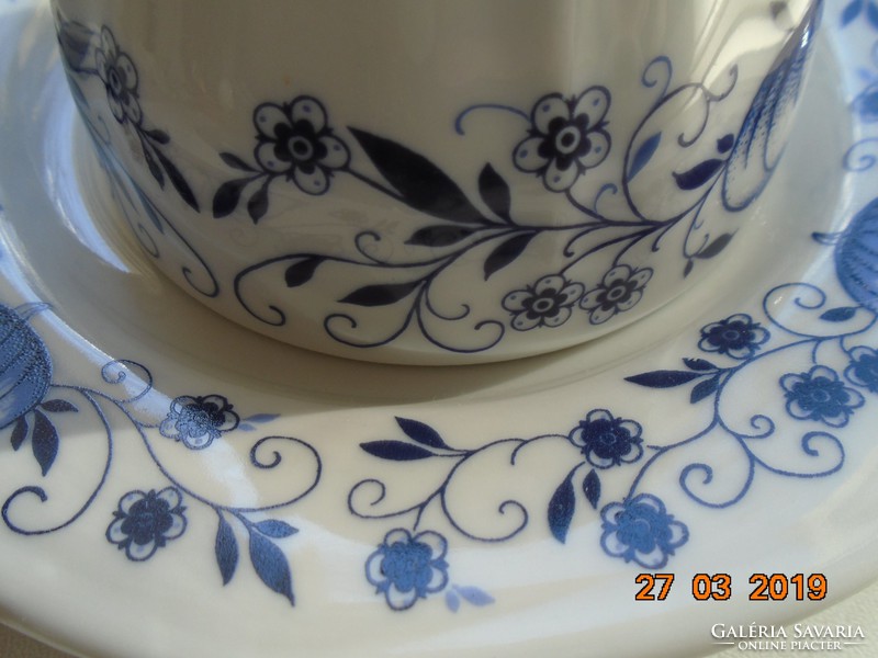 Meissen blue onion patterned cup with coaster