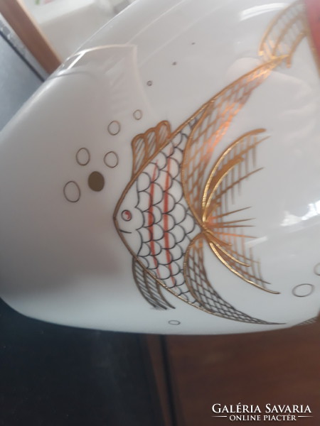 Wallendorf, hand-painted, NSK retro, fish, large-sized vase, from a former holiday home in Balaton