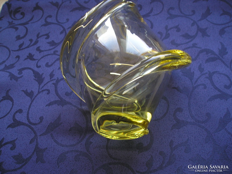 Bohemia  vastagfalu sárga váza
