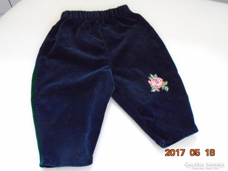 Embroidered pink velvet baby pants