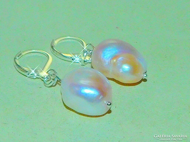Champage - sparkling Japanese biwa cultured real pearl earrings