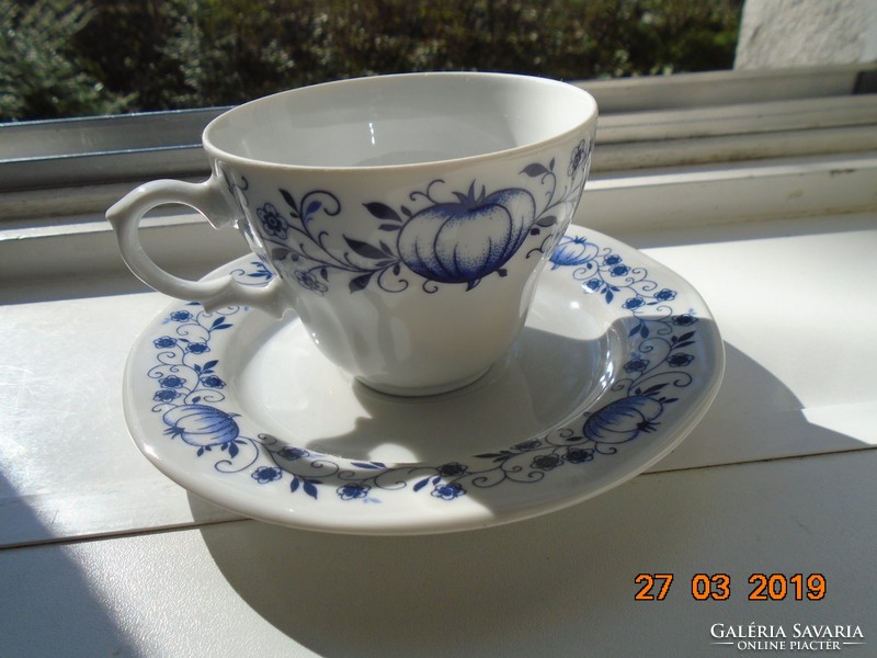 Meissen blue onion patterned cup with coaster