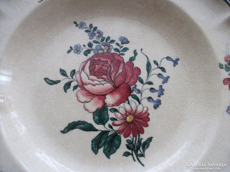 1874 Villeroy&Boch mélynyomással is jelzett rózsás tányér 25x4 cm