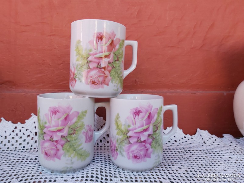 3 pcs zsolnay rose fern mug mugs in beautiful condition, collectibles, nostalgia