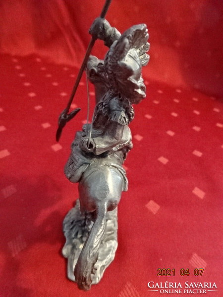 Antique tin equestrian figure, height 12.5 cm. He has!