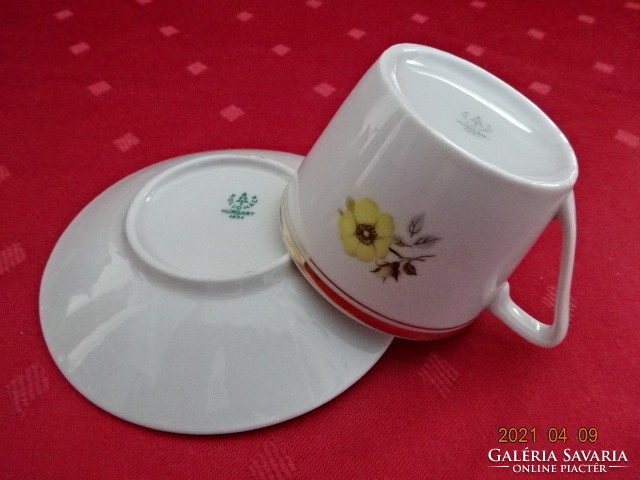 Raven house porcelain, yellow floral coffee cup + placemat. He has!