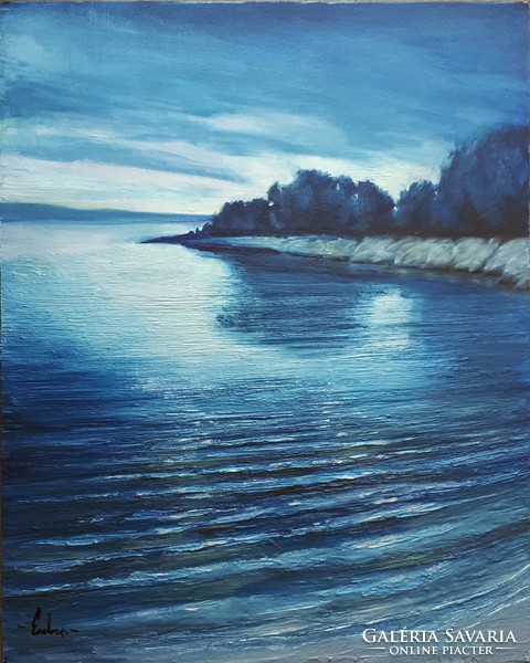 Twilight on the Adriatic, Hvar - oil painting