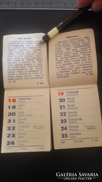 Naptár és receptek 2 db 1967,1970