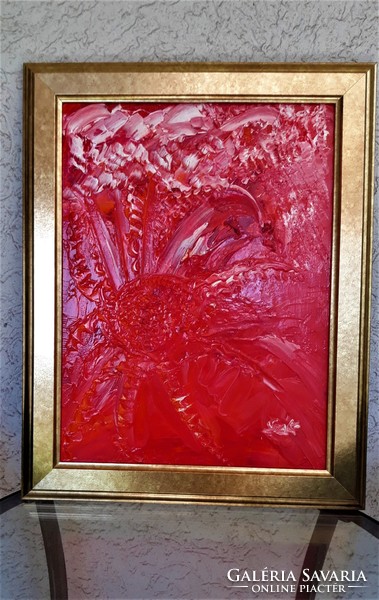 "Vörös korall"  olajfestmény, 40x30 cm, farost, szép kerettel