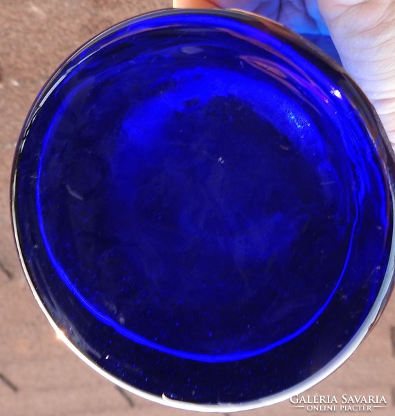 Régi csiszolt ibolyakék kristályváza - csiszolt üveg váza