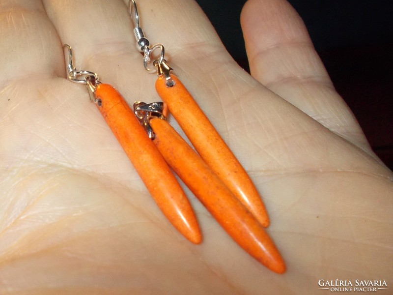Orange coral mineral spike jewelry set