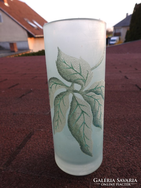 Antique Biedermeier cylinder-shaped thick-walled glass vase - vase