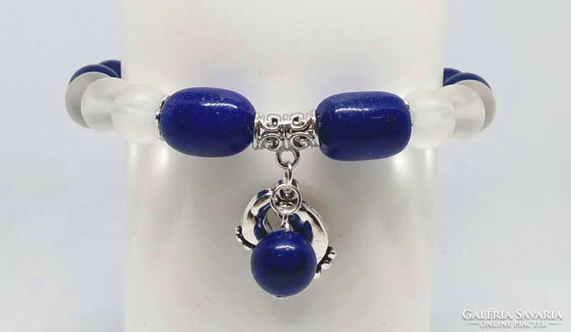 Lapis lazuli baby boy bracelet, 10 mm and 11*14 mm beads