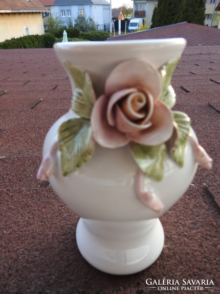 Marked - Italian - vase with rose decoration