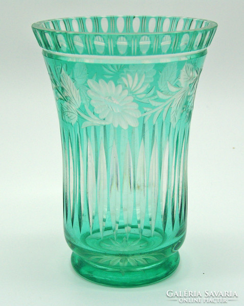 B472 Ólomkristály különleges színes váza - 21,5 cm magas  - gyönyörű gyűjtői darab