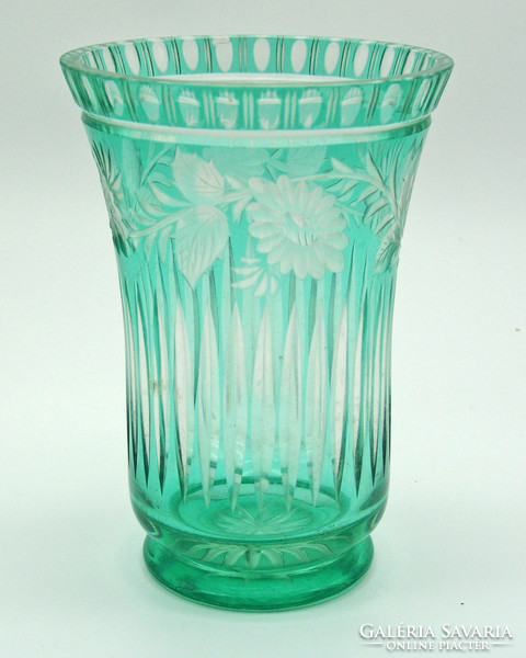 B472 Ólomkristály különleges színes váza - 21,5 cm magas  - gyönyörű gyűjtői darab