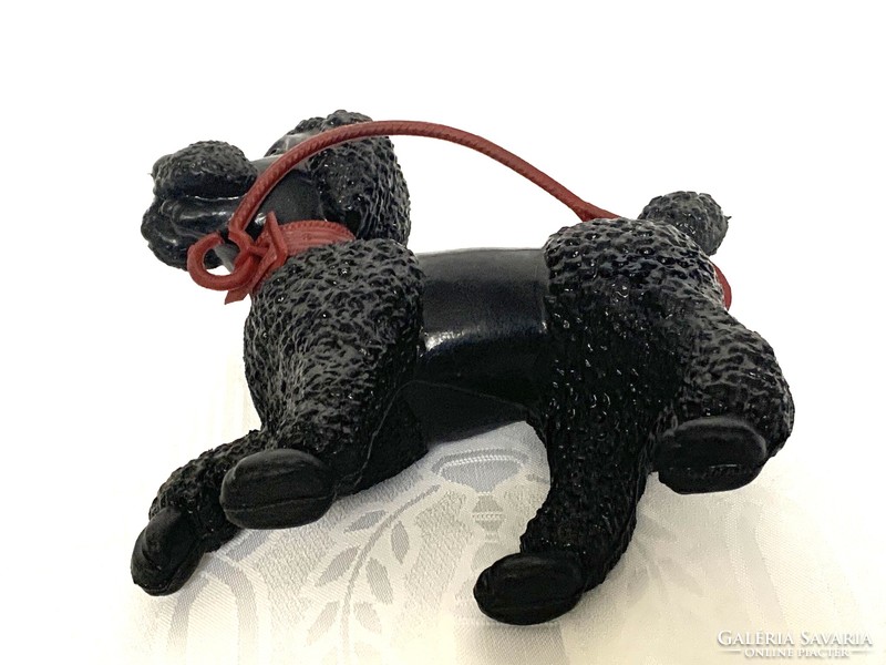 Retro plastic dog, black poodle, large 19 x 18 cm. Flawless
