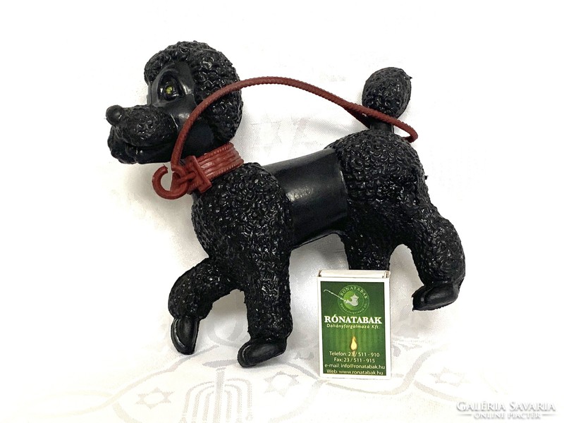 Retro trafikárú műanyag kutya, fekete uszkár, nagy 19 x 18 cm. Hibátlan