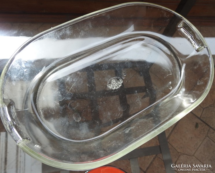 Öreg üveg tál - SIMAX Csehszlovák hűálló tál - antik "bogyós" üvegtál asztalközép
