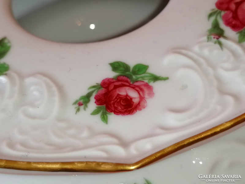 Gyönyörű, rózsás illóolaj párologtató, vagy csokimelegítő porcelán