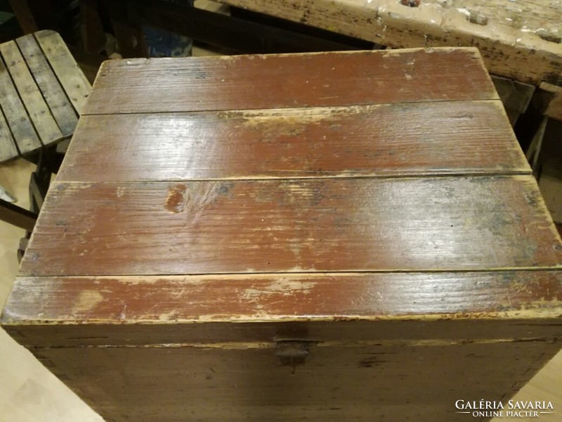 Brown wooden chest, old ballot box, loft, decoration
