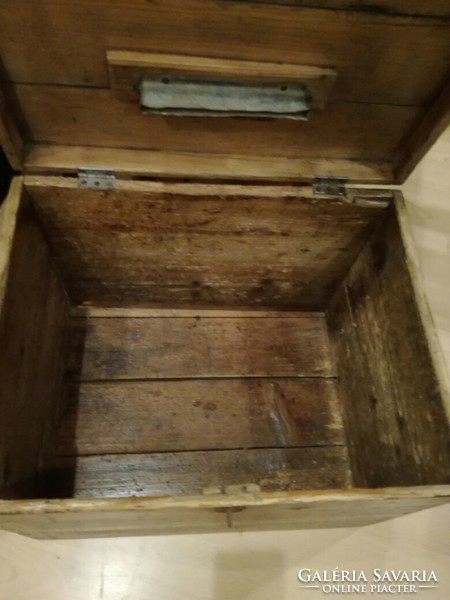 Brown wooden chest, old ballot box, loft, decoration