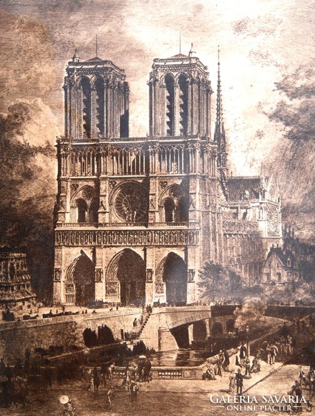 Lakeside Press (Boston): Notre Dame Cathedral, Facade - heliogravür, 19. század vége