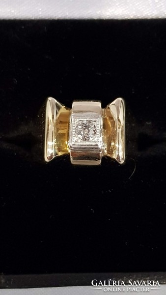 Nagyon szép, régi, mutatós gyémánt, brill 14 K arany gyűrű