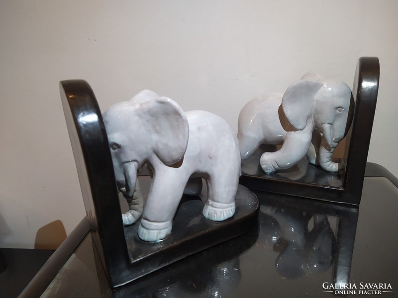 Art deco ceramic bookend with elephants