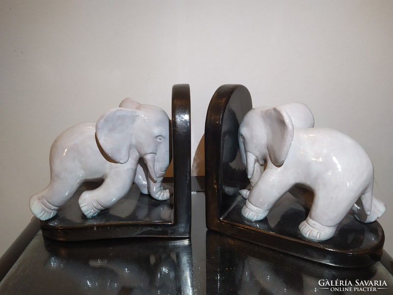 Art deco ceramic bookend with elephants