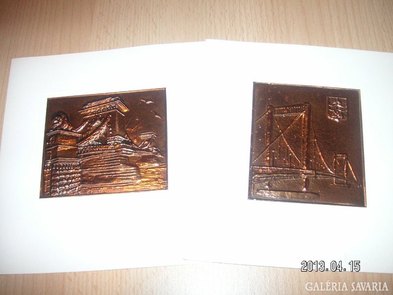 Budapest postcards, made of copper plate
