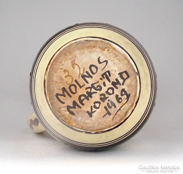1D527 Molnos Margit : 1969 Korondi kerámia bokály 23.5 cm