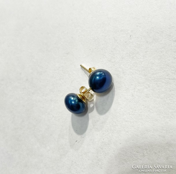 Wonderful blue pearl earrings - 14k gold - 2.13G