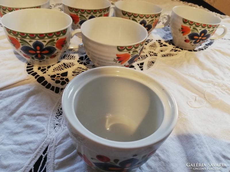 Eladó régi porcelán Bavaria Winterling 6 db teás csésze 1 cukortartó!