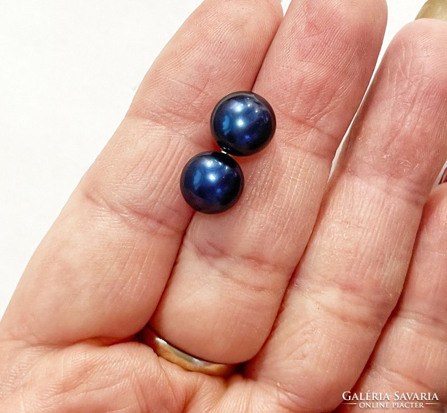 Wonderful blue pearl earrings - 14k gold - 2.13G