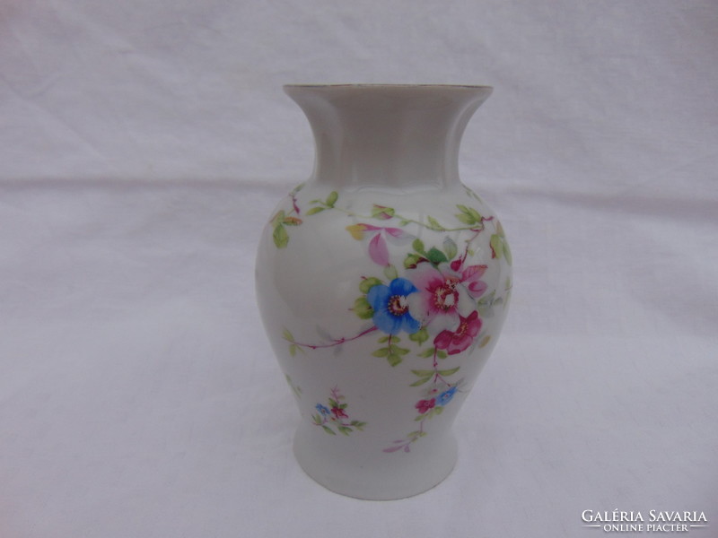 Antique Zsolnay porcelain vase with floral pattern, 14 cm high