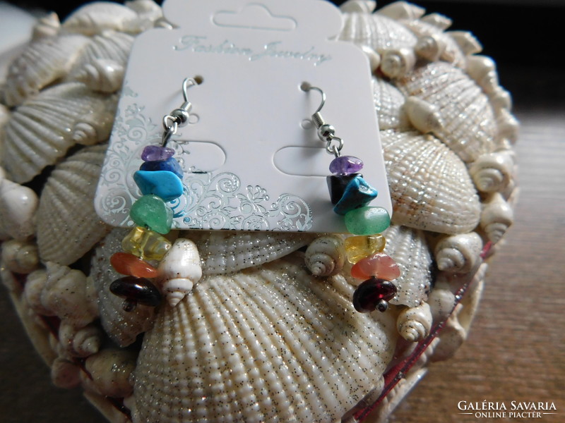 Chakra earrings with 4.5 cm rhodium-plated hook
